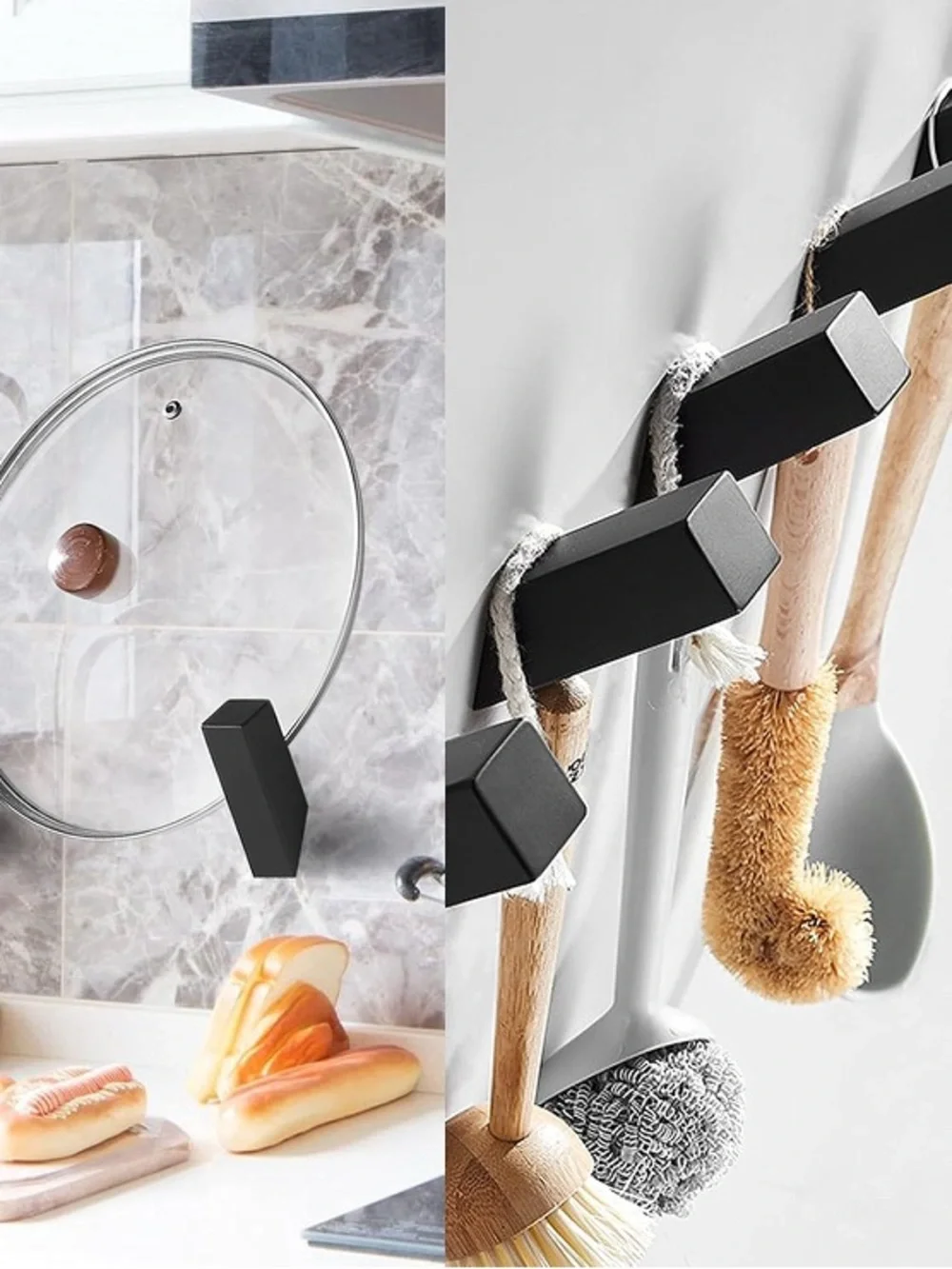 Sleek Black Wall Hook Pair for Home Organization- 304 Stainless Steel  2Pack
